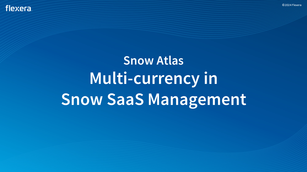 Multi-currency in Snow SaaS Management